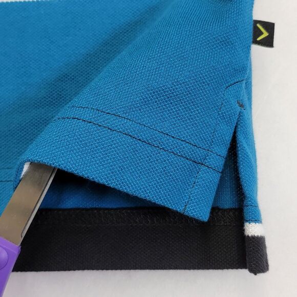 Callaway Mens Golf Polo Shirt Sz M Black Turquoise Pique Cotton Short Sleeve New - Picture 10 of 16